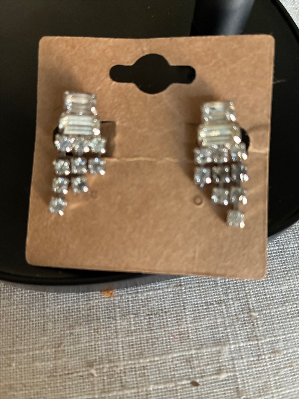 A Vintage Silver Crystal Cascade Drop Earrings - Screw Back - Women Jewelry